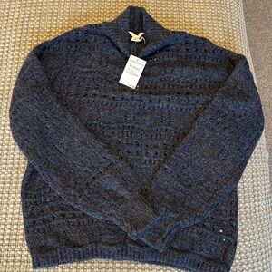 Caslon Navy Cutout Print Acrylic Polyester Sweater size small